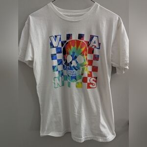 Vans White Graphic T-Shirt for Men Medium EUC Unisex Skater Back To School